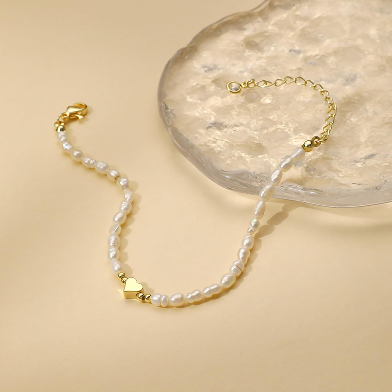 Hongde 14K zlato-Pokovenýnáramek Pearl Heart Náramek Pearls of the Heart