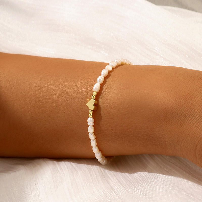 Hongde 14K zlato-Pokovenýnáramek Pearl Heart Náramek Pearls of the Heart