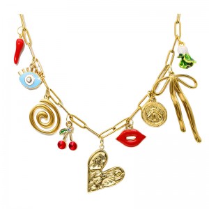 Hongde 18K Náhrdelník se zlatým řetízkemna papírovou sponku Ručně vyráběný DIY přívěsek s přívěskem Sun Moon Star Náhrdelník se zlatým přívěskem Západní oceán Pláž pro ženy