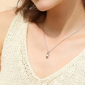Stříbrnýnáhrdelník Cat Charm Náhrdelník S.Leaf Sterling Silver Kočka pro ženy Kočičí šperky pro ženy Kočičí doplňky pro ženy Dárky s tématikou kočičí maminky milenky dámy Roztomilé stříbrné šperky s koťátk...