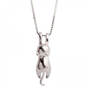 Stříbrnýnáhrdelník Cat Charm Náhrdelník S.Leaf Sterling Silver Kočka pro ženy Kočičí šperky pro ženy Kočičí doplňky pro ženy Dárky s tématikou kočičí maminky milenky dámy Roztomilé stříbrné šperky s koťátk...