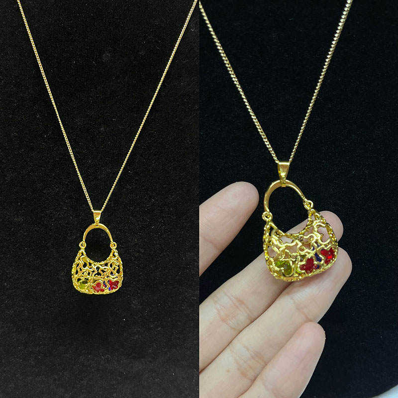 Luxusnínáhrdelník s přívěskem pro ženy - 18k zlato-Posunutá měď se složitým designem filigránu & Akcenty smaltu - elegantní módní šperky pro dárky & Zvláštní příležitosti