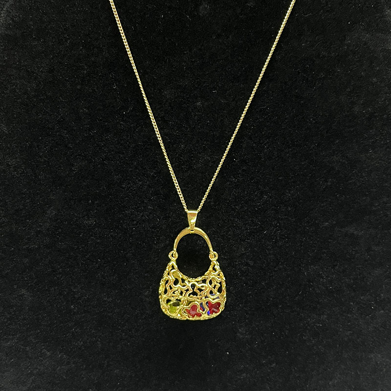 Luxusnínáhrdelník s přívěskem pro ženy - 18k zlato-Posunutá měď se složitým designem filigránu & Akcenty smaltu - elegantní módní šperky pro dárky & Zvláštní příležitosti