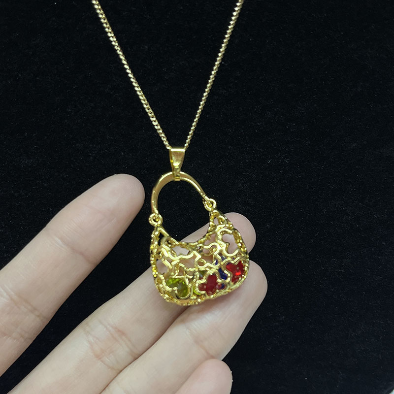 Luxusnínáhrdelník s přívěskem pro ženy - 18k zlato-Posunutá měď se složitým designem filigránu & Akcenty smaltu - elegantní módní šperky pro dárky & Zvláštní příležitosti