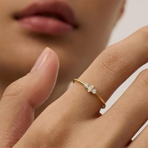 Elegantní 18k zlato-Sklítený stříbrný prsten 925 s marquise a kulatým-Cut Cubic zirkonia Stones - Minimalistické stohovací zásnubní kapelu
