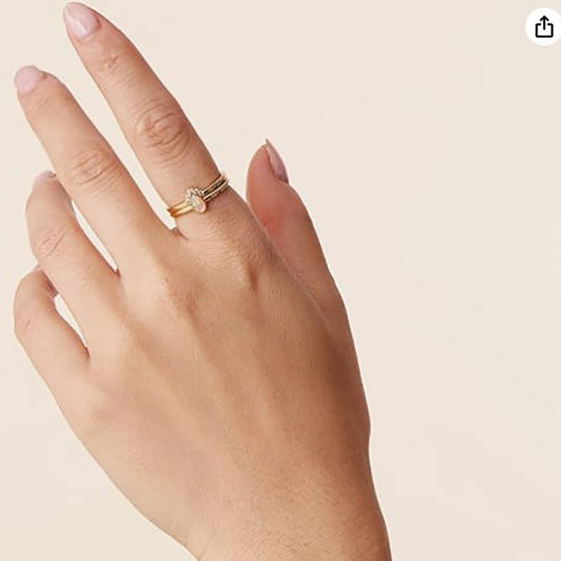 Elegantní 18k zlato-Položený stohovatelný opálový prsten slzy s mikro-Přízvuky pavé zirkonia -nadčasové luxusní šperky pro ženy