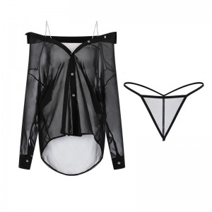 Nový styl plus-Velikost sexy spodní prádlo. Čisté a lákavé vidění-Skrz šifonové skluzové šaty s hlubokým V-krk,nízký-Řez design a podvazky, část jednotné ceny SET2622:$108,99