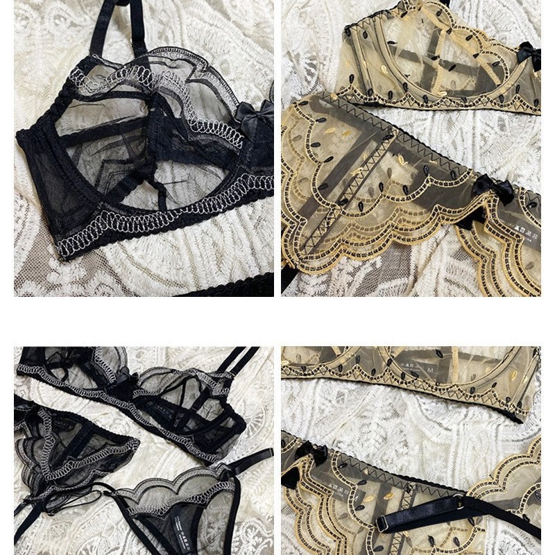 Evropské a americké ins - Styl sexy spodní prádlo. Ultra - tenký plus - velikost krajkové erotické spodní prádlo. Sada podprsenky, díky které se velká prsa objeví menší a zabraňuje ochabnutí (tři - sada kusů).Wlv255Price:$159,99