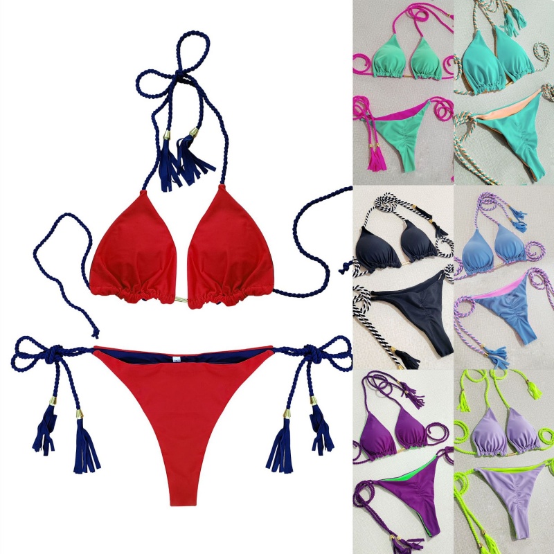 Sexy dva - kus bikin pro horké dívky. Styl trojúhelníku, double - Obořená barva - Blokování. Plavkyna plážové bikiny, tři - Styl bodu 8826 Cena:$79,99