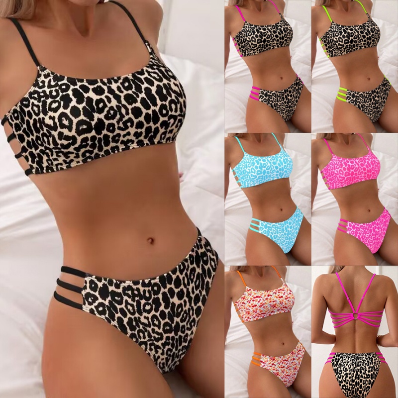 2025 Nový evropský a americký sexy kříž - Border Leopard tisk dva - kus bikin plavky pro ženy QT25002 Cena:$79,99