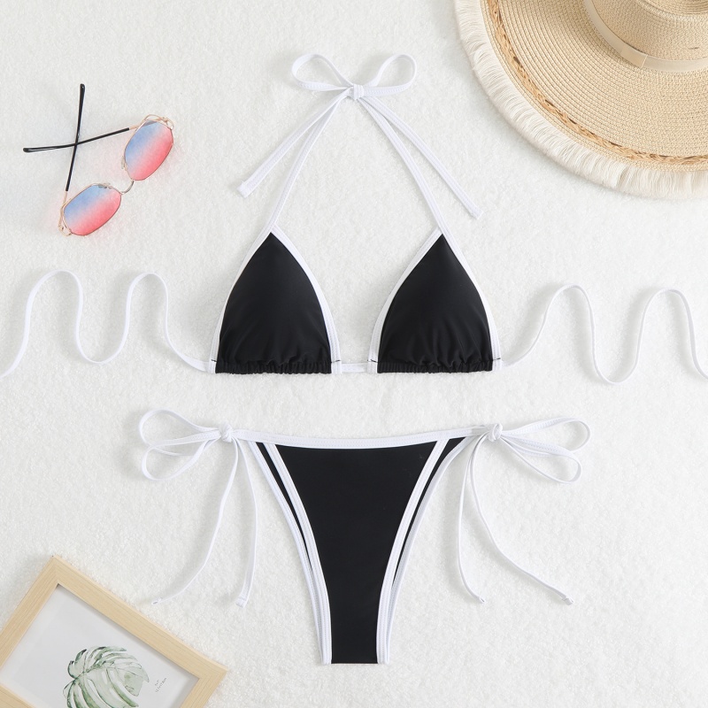 2025 Nová pevná látka - barevné ženy\Je sexy dva - Barva trojúhelníku - Blokujte bikiny. Evropský a americký styl s vazbami, vhodný pro pláž a horký jaro QT25003 Cena:$79,99