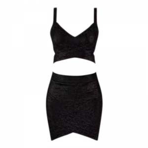 Letní zlaté tištěné pletené kamizole, sada sukně kyčle