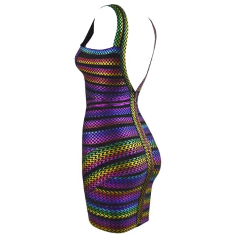 Summer v-Krk barevné pruhy gumové pásmo sestřih ohlávky těsné balíčky kyčelní šaty