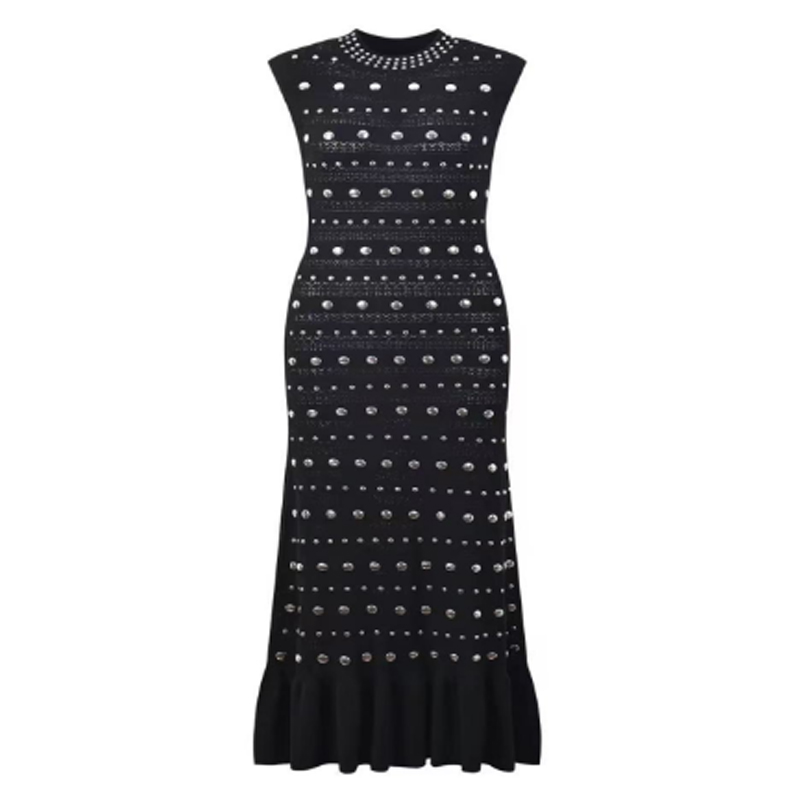 Letní límec pro límce bez rukávů, kovové pletené šaty