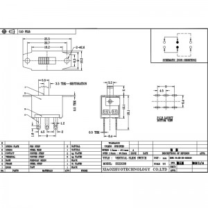 Slide Switch SS22G09 pro zametacího robota je dvojitý-Řádek 6-Pin vertikální přepínač přepínače