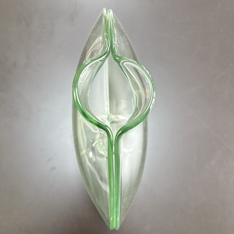 Zhongtainerezová ocel ryby ústní tvar zakřivený kolem vysoko-Průhlednost váza s 23 cm kovovou základnou pro uspořádání květin